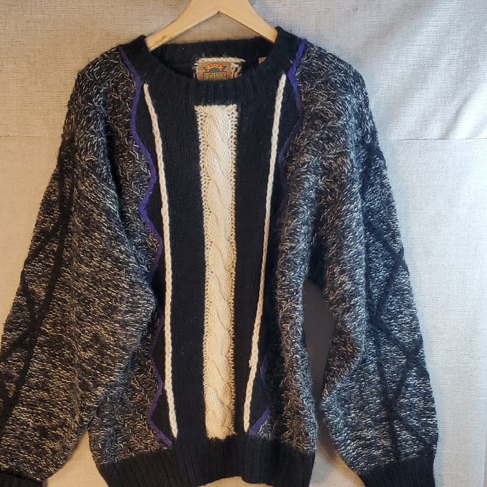 Vintage Knit Sweater with Cable Design